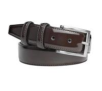 MixYourBeauty MYB Cinturón de hombre clásico de charol en piel auténtica - Made In Italy - 35 mm (Marrón, 95-110 cm)