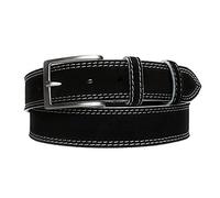 MixYourBeauty MYB Cinturón para hombre en ante con doble costura - borde blanco - 35 mm - Made in Italy (Negro, 95-110 cm)