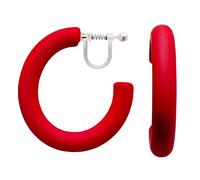 Miyabi Grace Pendientes de aro invisibles de 40 mm de grosor para mujer, cómodos, no perforados, color rojo, Resina, No es una piedra preciosa