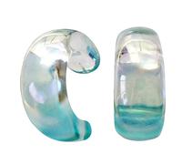 Miyabi Grace Pendientes elegantes de aro de 27 mm invisibles con clip para mujer, cómodos, no perforados, aspecto perforado, Resina, No es una piedra preciosa