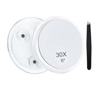 MIYADIVA Espejo de aumento 30X con ventosa para un fácil montaje, espejo de viaje para maquillaje, cejas y ducha, 6 pulgadas
