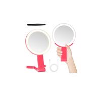 MIYADIVA Espejo de Maquillaje con Iluminación, Espejo de Aumento de 2 Lados con Luz 30X, Colgante de Mesa 3 en 1, 3 Luces y Brillo Ajustable para Viajes, Dormitorio Rosa