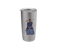 Miyamoto Musashi - con dos katanas Vaso térmico de acero inoxidable de doble pared