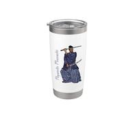 Miyamoto Musashi - con dos katanas Vaso térmico de acero inoxidable de doble pared
