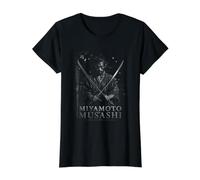 Miyamoto Musashi Ronin Guerrero Samurai Camiseta gráfica económica, Mujer, Negro, M