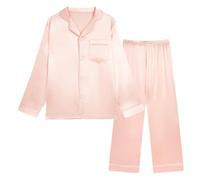 Miyanuby - Juego de pijamas para niñas y niños, pijamas de botón de satén de seda, ropa de dormir y de noche, 2 piezas, conjunto de ropa, regalos para bebés niñas y niños, 9-10 años