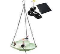 Miyanvuo Bebedero para Pájaros,Forma Corazón Amor con Bomba Solar | Fuente De Baño para Pájaros Silvestres Exteriores,para Vallas, Balcón, Pasamanos, Pilares, Patio, Jardín, Balcón y Patio