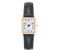 Miykon Relojes clásicos para mujer, reloj de correa negra con números romanos o arábigos, cuarzo japonés, resistente al agua, 22 mm, modelo F2B67, Número arábigo, caja dorada, esfera blanca, Reloj