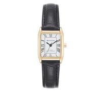 Miykon Relojes clásicos para mujer, reloj de correa negra con números romanos o arábigos, cuarzo japonés, resistente al agua, 22 mm, modelo F2B67, Número romano, caja dorada, esfera blanca, Reloj