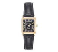 Miykon Relojes clásicos para mujer, reloj de correa negra con números romanos o arábigos, cuarzo japonés, resistente al agua, 22 mm, modelo F2B67, Número romano, caja dorada, esfera negra, Reloj