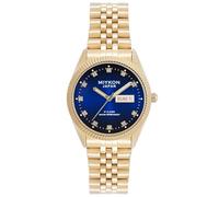 Miykon Relojes de plata y oro para hombre, reloj de vestir para hombre con cristales auténticos y pulsera de acero inoxidable, pulido iónico, manecillas lume, vidrio antiarañazos, cuarzo japonés,