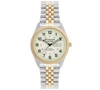 Miykon Relojes de plata y oro para hombre, reloj de vestir para hombre con cristales auténticos y pulsera de acero inoxidable, pulido iónico, manecillas lume, vidrio antiarañazos, cuarzo japonés,