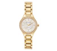 Miykon Relojes de plata y oro para mujer, pequeño y delicado reloj para mujer con cristales auténticos, pulsera de joyería para mujer pulida con iones, vidrio resistente a los arañazos, cuarzo japonés