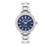 Miykon Relojes de plata y oro para mujer, pequeño y delicado reloj para mujer con cristales auténticos, pulsera de joyería para mujer pulida con iones, vidrio resistente a los arañazos, cuarzo japonés