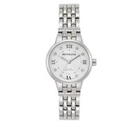 Miykon Relojes de plata y oro para mujer, pequeño y delicado reloj para mujer con cristales auténticos, pulsera de joyería para mujer pulida con iones, vidrio resistente a los arañazos, cuarzo japonés