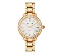 Miykon Relojes de plata y oro para mujer, pequeño y delicado reloj para mujer con cristales auténticos, pulsera de joyería para mujer pulida con iones, vidrio resistente a los arañazos, cuarzo japonés