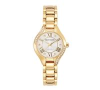 Miykon Relojes de plata y oro para mujer, pequeño y delicado reloj para mujer con cristales auténticos, pulsera de joyería para mujer pulida con iones, vidrio resistente a los arañazos, cuarzo japonés