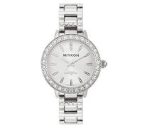 Miykon Relojes de plata y oro para mujer, pequeño y delicado reloj para mujer con cristales auténticos, pulsera de joyería para mujer pulida con iones, vidrio resistente a los arañazos, cuarzo japonés