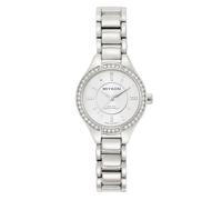 Miykon Relojes de plata y oro para mujer, pequeño y delicado reloj para mujer con cristales auténticos, pulsera de joyería para mujer pulida con iones, vidrio resistente a los arañazos, cuarzo japonés
