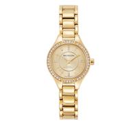 Miykon Relojes de plata y oro para mujer, pequeño y delicado reloj para mujer con cristales auténticos, pulsera de joyería para mujer pulida con iones, vidrio resistente a los arañazos, cuarzo japonés