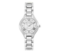 Miykon Relojes de plata y oro para mujer, pequeño y delicado reloj para mujer con cristales auténticos, pulsera de joyería para mujer pulida con iones, vidrio resistente a los arañazos, cuarzo japonés