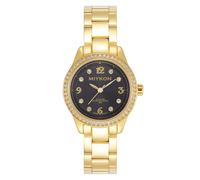 Miykon Relojes plateados y dorados para mujer, pequeño y delicado reloj para mujer con cristales auténticos, pulsera de acero inoxidable IP, vidrio resistente a los arañazos, cuarzo japonés