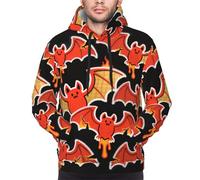MIYMIYN Sudadera con capucha de Halloween para hombre, diseño de ala de murciélago, acogedora sudadera con estampado de forro polar para fiestas de miedo y alternativa de disfraces, Murciélago de