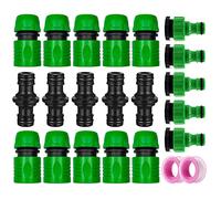 Miyobing 22 conectores para mangueras de jardín, accesorios para manguera de jardín, de plástico de 1/2" y 3/4", manguera flexible, accesorios rápidos para riego y jardín (verde)