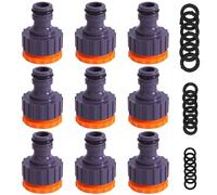Miyobing 3/4 Pulgadas y 1/2 Pulgada BSP 2in1 Plástico Adaptador de Grifo roscado Exterior Conector de Manguera Graden Tap Connector Threaded Faucet Adapter 12 Piezas