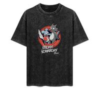 MIYOMI Itchy and Scratchy Mens T-Shirt Black Unisex Mens Tees L