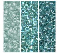 Miyuki Delica Seed Beads Bundle: Tamaño 11/0, colección Seafoam Mist - DB078, DB079, DB084-3 tubos de 7,2 gramos ea