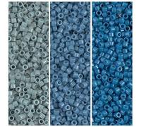 Miyuki Delica Seed Beads Bundle: Tamaño 11/0, Duracoat Blues Collection DB2129, DB2132, DB2135 - 3 tubos de 7,2 gramos cada uno