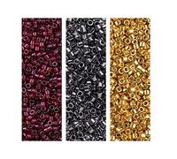 Miyuki Delica Seed Beads Bundle, tamaño 11/0, paleta Showgirl, DB001, DB120, DB1832, acabados metálicos y galvanizados Duracoat