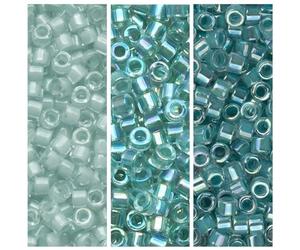 Miyuki Delica Seed Beads Bundle: Tamaño 11/0, Seafoam Mist Collection - DB078, DB079, DB084-3 Tubos de 7,2 gramos
