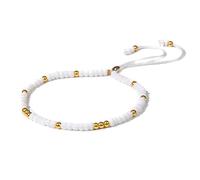Miyuki - Pulseras de cuentas de semillas de 3 mm para mujeres y hombres, pulsera trenzada delgada ajustable, bola de color dorado, blanco