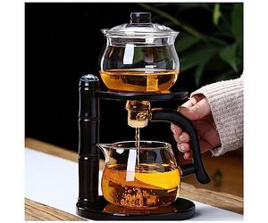 Miyxsin Kungfu - Juego de té mágico de vidrio, tetera magnética semiautomática con guía de agua, tetera mágica de vidrio resistente al calor con infusor, juego de té mágico perfecto para regalos de