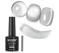 MIZHSE 10ML Plata Ojo de Gato Semipermanente con Imán, Universal Galaxias Brillante Cat Eye Gel Polish, Holográfico Esmaltes Semipermanentes para Uñas, Esmaltes Semipermanentes Plata, 1PC