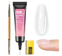 MIZHSE 15G Clear Builder Gel con punta de precisión, 3D Gel Nail Art 8 en 1 Rhinestone Glue para colgantes de uñas, pegamento multifuncional para esculpir, extensión de uñas y modelado con pincel de