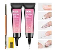 MIZHSE 2 unidades 15 G Clear Builder Gel con punta de precisión, 8 en 1 Rhinestone Glue para colgantes de uñas, pegamento multifuncional, extensión de uñas y modelado con pincel de uñas, 10 plantillas