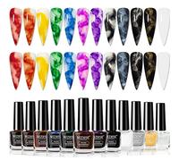 MIZHSE Blooming Nail Polish para diseños de uñas creativos, 12 colores Blooming Gel, Bloom Gel con efectos marmolados, esmalte de uñas marmolado para degradados naturales y efectos florales 7ml 12PCS