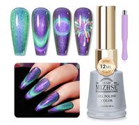 MIZHSE Cat Eye UV Cel Esmalte de uñas de 12 ml Cateye UV Gel 9D Cateye Magnético Ojo de Gato Gel Cateye Imán 9D Camaleón UV Esmalte de uñas Glitter Magnético Gel Nail Polish con 1 Imán DIY Art