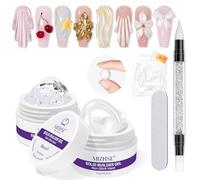 MIZHSE Clear und Pearl White 3D Gel Nail Art - Pegamento para uñas postizas para extensiones de uñas, gel 3D UV, extensión de uñas y gel de modelado, 15 g, 2 unidades