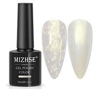 MIZHSE Esmalte de uñas de gel Pearl Effect UV blanco UV gel esmalte de uñas amarillo brillante brillante perlado esmalte de uñas con Thread Shell Gellack UV 10 ml Soak Off UV LED lámpara esmalte de
