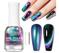 MIZHSE Esmalte de uñas de ojo de gato 9D, esmalte de uñas magnético con efecto holográfico, sin lámpara UV, secado rápido, 15 ml, 1 unidad