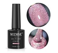 MIZHSE Esmalte de uñas UV brillante rosa brillante, esmalte de uñas de gel con purpurina, esmalte de gel con purpurina para decoración de uñas en casa, decoración de uñas, color rosa, 10 ml