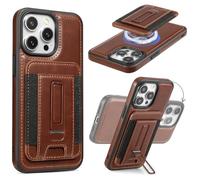 Mizi Cartera magnética para iPhone (2025 actualizada), soporte para 5 tarjetas, bloqueo RFID, resistencia magnética de 3200 g, cuero vegano delgado, compatible con iPhone 16/15/14/13/12 Series (no