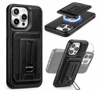 Mizi Cartera magnética para iPhone (2025 actualizado) - Soporte para 5 tarjetas, bloqueo RFID, resistencia magnética de 3200 g, cuero vegano delgado - Compatible con iPhone 16/15/14/13/12 Series (no