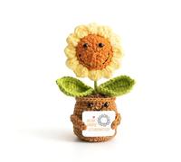 Mizijia Regalos para mamá - Juego de flores de crochet hecho a mano con tarjeta, flores en maceta, regalos personalizados de amor para mujeres (girasol)