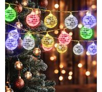 mizikuu 1.5m Guirnalda de Luces con Bola de Discoteca, 10 Bolas LED Plateadas con Espejos y Luces de Colores Funciona con Pilas Ideal Para Decoración Interior y Exterior Artículos Para Fiestas