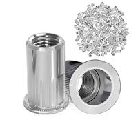 mizikuu 100 Piezas Tuercas Remachables M8, Tuercas de Cabeza Plana de Acero Inoxidable Remaches Roscados para Carpintería, Construcción, Fontanería, Entre Otros Usos, 14.5 mm x 18 mm
